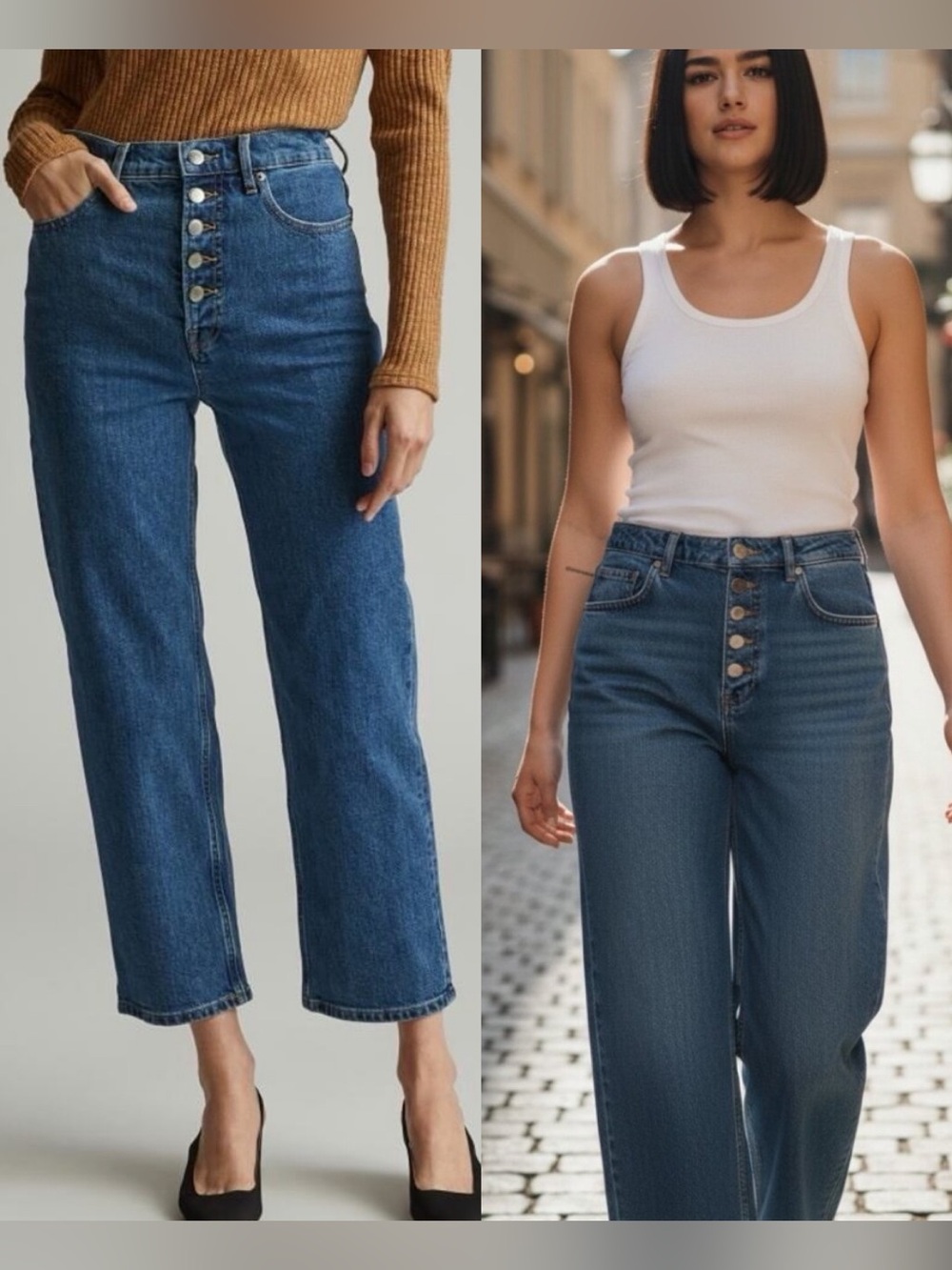Everlane the way high jeans exposed button fly straight leg cropped size 14
